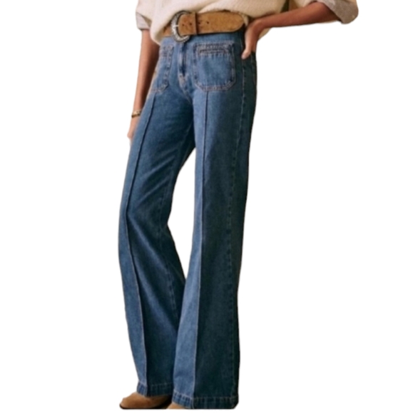 Sezane Augusto Trouser Jeans in Blue Denim Flare Size 36 US 4 - Picture 2 of 14